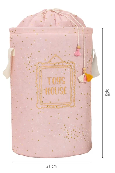 Baby Yuvarlak Torbalı Oyuncak/kirli Çamaşır Sepeti Pembe - 5