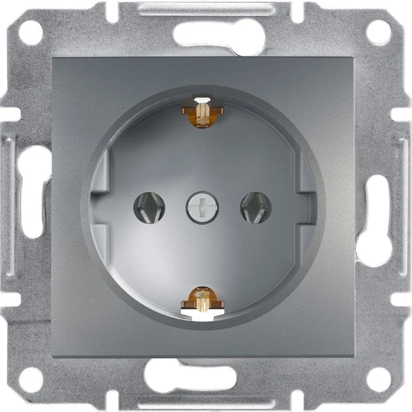 Schneider Electric Asfora Plus Topraklı Priz Çelik ürün görseli