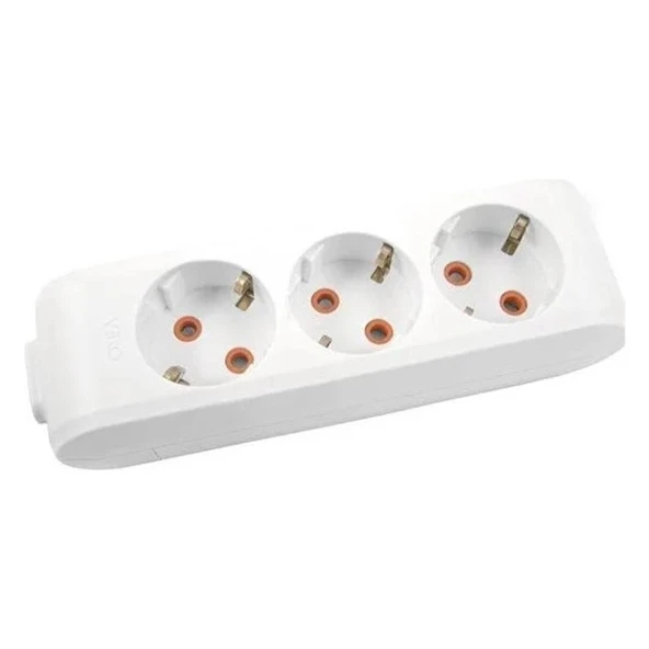 Viko 90113300 Multi-Let 3lü Priz Çocuk Korumalı Topraklı Klemensli (Kablosuz) Beyaz Grup Priz ürün görseli 1