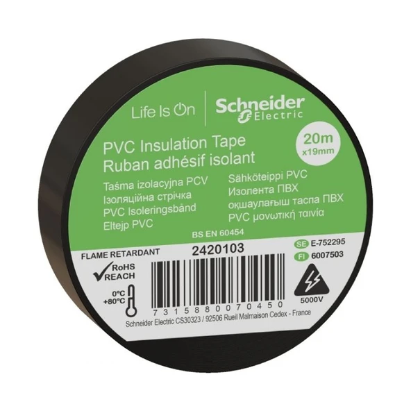 Schneider Siyah Schneider Izole Bant (Elektrik Bandı) 20 Metre - 1