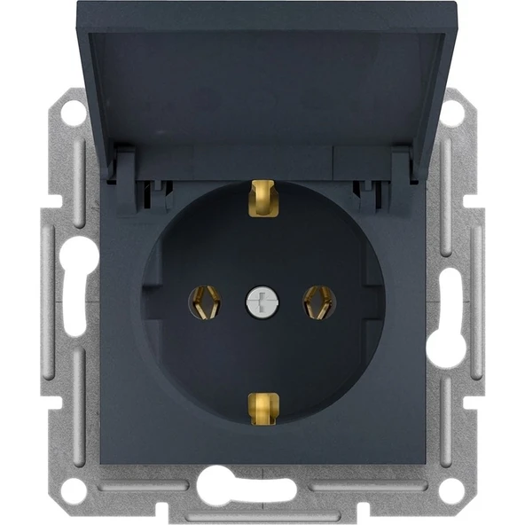 Schneider Asfora Kapaklı Topraklı Priz Antrasit Çerçevesiz - EPH3100171 ürün görseli 1