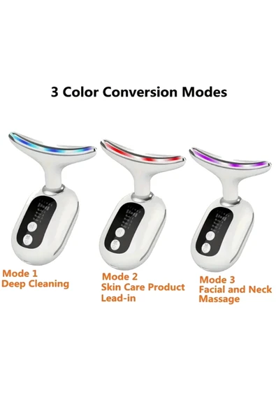 EXENAR Boyun ve Yüz Sıkılaştırıcı Cilt Bakım Cihazı Isıtmalı Masaj   3 Işık Modu  Şarjlı Lifting Cihazı - Resim 3