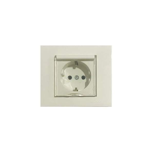 Ovivo Beyaz Kapaklı Topraklı Priz Çerçeveli Ovivo ürün görseli 1