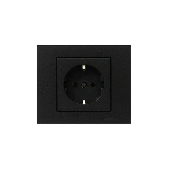 Ovivo Grano Metalik Siyah Topraklı Priz ürün görseli 1