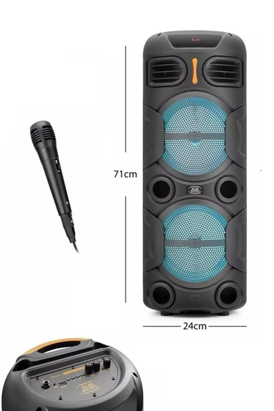 EXENAR Büyük Boy Bluetooth Hoparlör PMP0 16800W Speaker 8.5X2 WOOFER Mikrofonlu Parti Boy Hoparlör 1800 mAh - Resim 3
