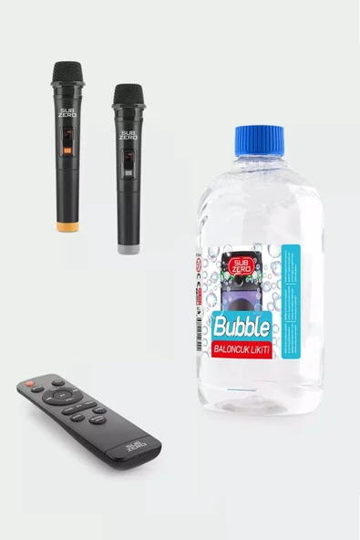 EXENAR Büyük Boy Bluetooth Hoparlör Speaker 12"x2 100W WOOFER 2 Mikrofon Hoparlör 9000mAh Baloncuklu Ledli - Resim 5