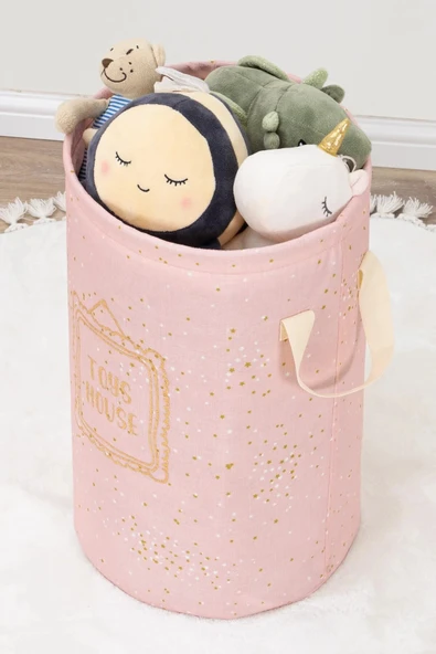 Baby Yuvarlak Torbalı Oyuncak/kirli Çamaşır Sepeti Pembe - 3