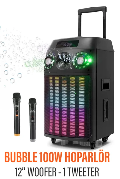 EXENAR Büyük Boy Bluetooth Hoparlör Speaker 12" Woofer 1 Tweeter 100W 2 Mikrofon Hoparlör Baloncuklu ürün görseli