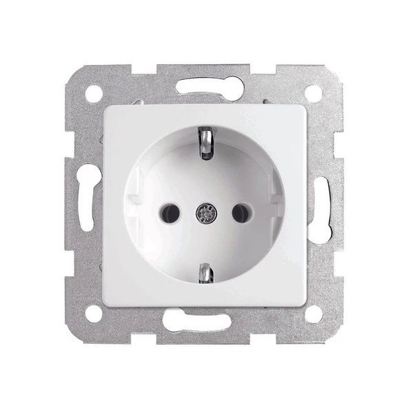 Viko Karre Meridian Topraklı Priz Mekanizması + Kapak Beyaz Çerçevesiz ürün görseli