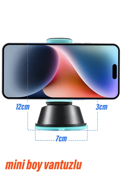 EXENAR Araç Telefon Tutucu Mini Boy Vantuzlu Cama Yapışan - Kalorifer Peket Tutucu - Resim 3