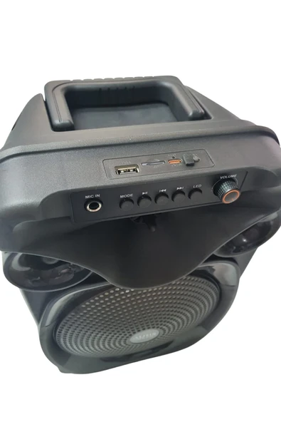 EXENAR Bluetooth Hoparlör Speaker Karaoke Mikrofonlu 10W 8 inç RGB Işıklı - Resim 3