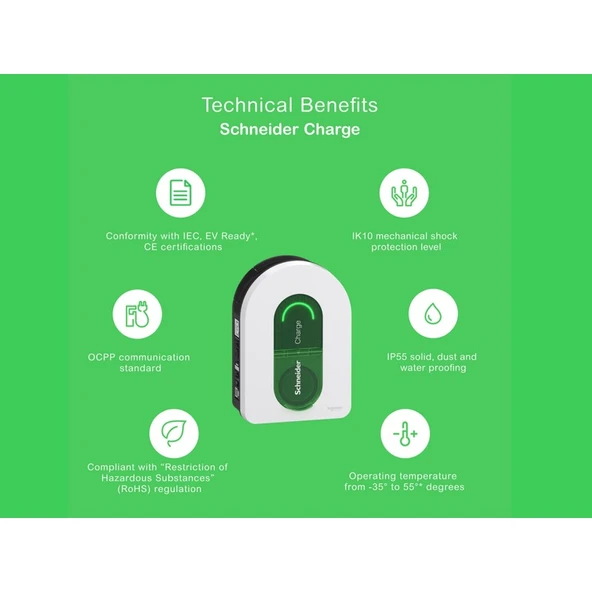 Schneider Electric Schneıder Charge Evlink Wallbox 22,1kw Plastik 1xt2 Soket Elektrikli Araç Şarj Istasyonu Yeni Nesil - 2
