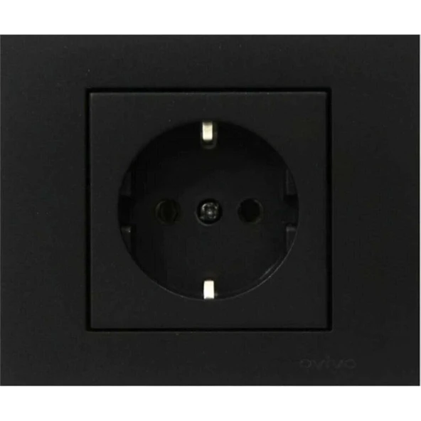 Ovivo Grano Siyah Topraklı Priz ürün görseli 1