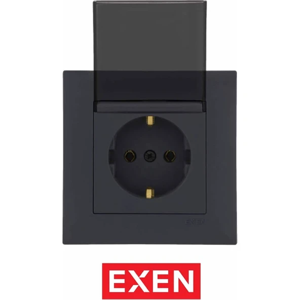 Exen Karell Füme Kapaklı Topraklı Priz ürün görseli 1