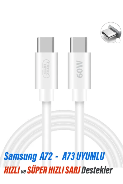 EXENAR Samsung A72 ve A73 5G UYUMLU Şarj Kablosu Süper Hızlı Type-C Kablo 60W 1 metre ürün görseli