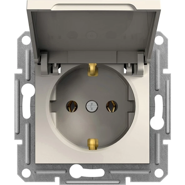 Schneider Electric Schneider Asfora - Kapaklı Topraklı Priz, Krem, EPH3170123 ürün görseli 1