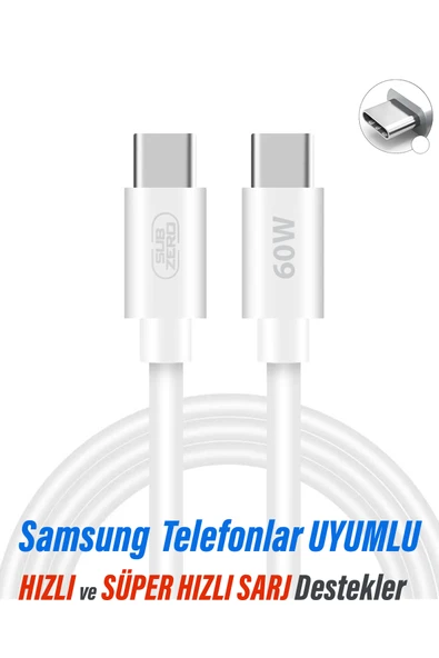 EXENAR Samsung A53 A54 A55 A72 A73 UYUMLU Hızlı Şarj Kablosu Type-C - Type-C Şarj Kablosu 60W ürün görseli