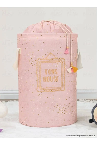 Baby Yuvarlak Torbalı Oyuncak/kirli Çamaşır Sepeti Pembe