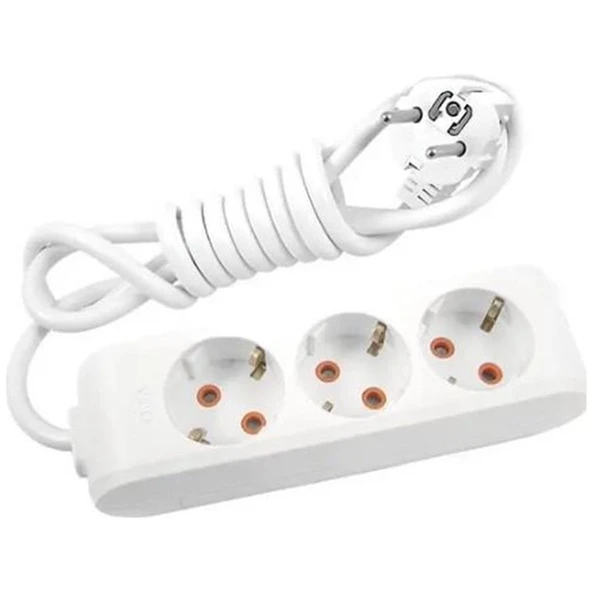 Viko Kablolu Grup Priz Çocuk Korumalı 3 lü 5mt 16A Beyaz 90113305 ürün görseli 1