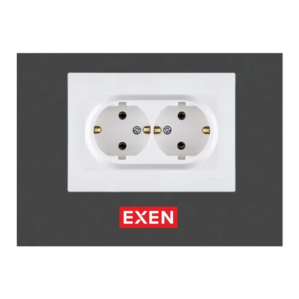Exen Karell Beyaz Ikili Topraklı Priz (Exen 200-010103-245) - 1