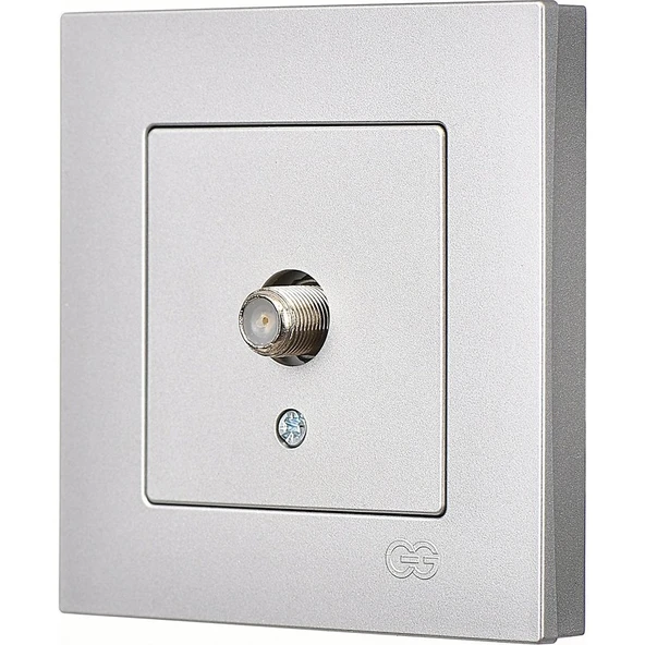 Günsan Elektrik Eqona Gümüş Tekli Uydu Prizi F Konnektörlü (Geçişli-Sonlu) - Resim 2