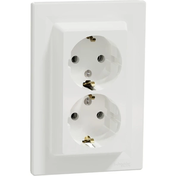 Schneider Asfora Beyaz İkili Topraklı Priz ürün görseli 1