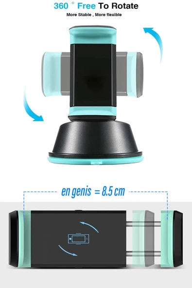 EXENAR Araç Telefon Tutucu Mini Boy Vantuzlu Cama Yapışan - Kalorifer Peket Tutucu - Resim 4