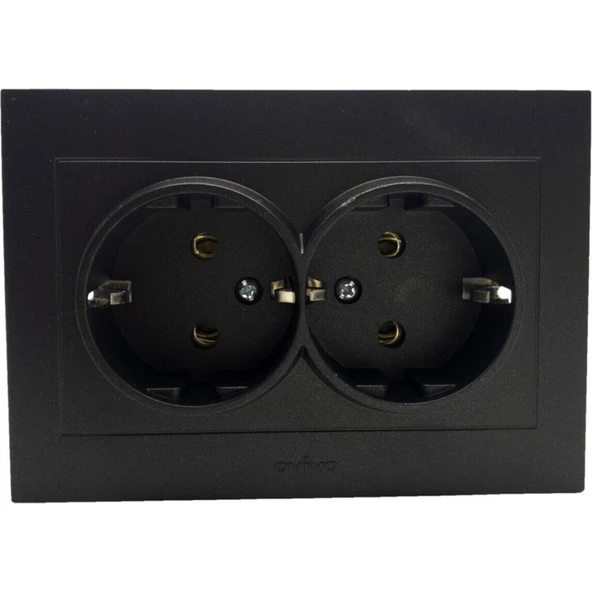 Ovivo Seldur Electrıc Ikili Topraklı Priz Siyah Çerçeve ürün görseli 1