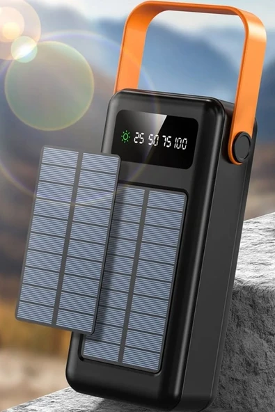 EXENAR Güneş Enerjili 50.000 mAh Powerbank Hızlı Şarj Kamp Ledli Işıklı Powerbank Kendinden Kablolu Solar - 5