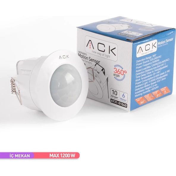 Ack 360 Derece Sıva Altı Tavan Tipi Hareket Sensörü - 2