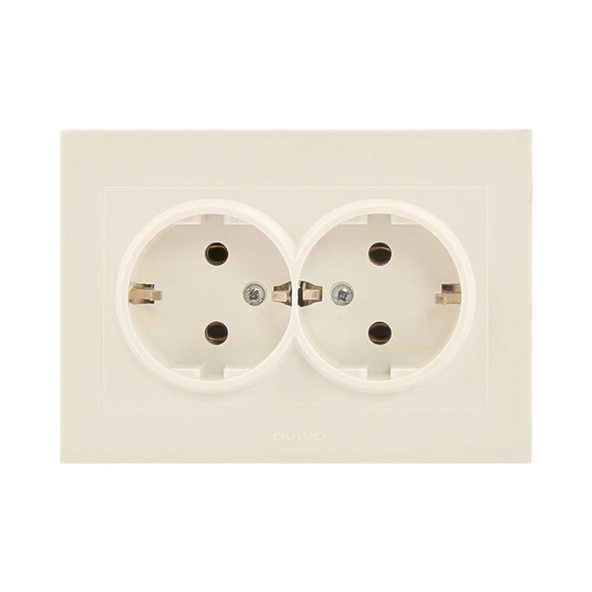 Ovivo Grano Ikili Topraklı Priz Beyaz ürün görseli