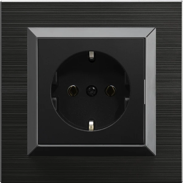 Ovivo Quantum Siyah Topraklı Priz Çerçeveli ürün görseli 1