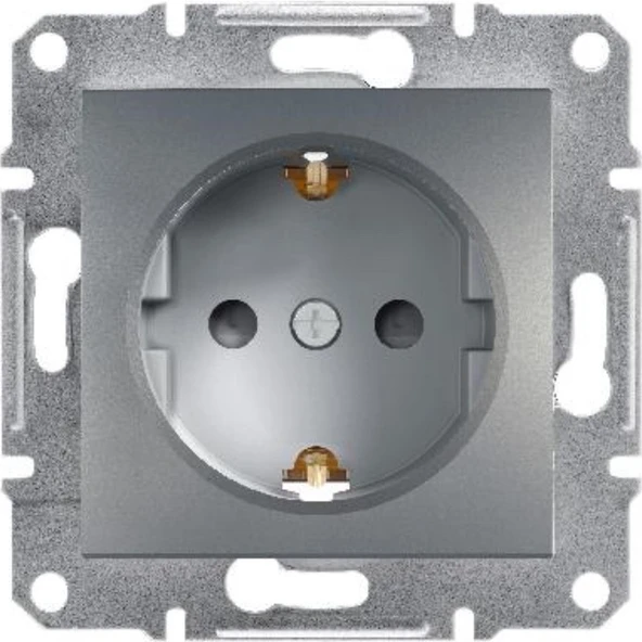 Schneider Electric Asfora Plus Çocuk Korumalı Topraklı Priz Çelik ürün görseli 1