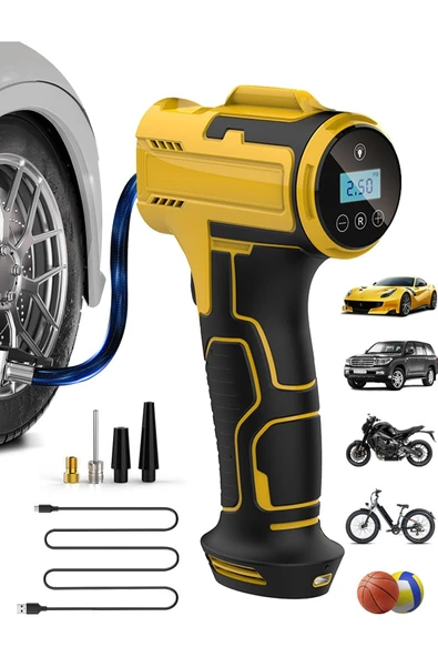 EXENAR 3600mAh Araç Işıklı Hava Kompresörü Takviye Cihazı Lastik Şişirme Pompası 150PSI ürün görseli