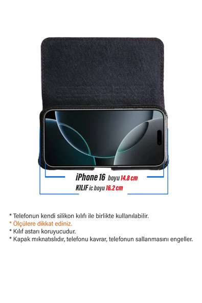 EXENAR iPhone 16 Kemer Kılıf - Bele Takılan Kemer Kılıfı Kapaklı - Resim 2