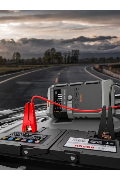 EXENAR 12.000mAh Araç Akü Şarj Takviyeli Işıklı Hava Kompresörü Akü Takviye Cihazı 4'ü 1 Arada Powerbank, - Resim 2