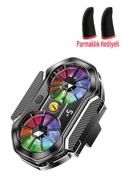 EXENAR Çift Fanlı Gaming Telefon Hava Soğutma Fanı Derece Göstergeli Radyatör Sessiz Fan Telefon Soğutucu - Resim 2
