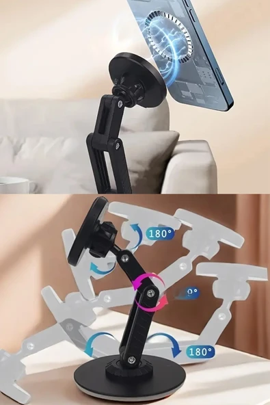 EXENAR Masaüstü Telefon Tutucu Magsafe Mıknatıslı Metal Taban 360 Derece - Resim 6