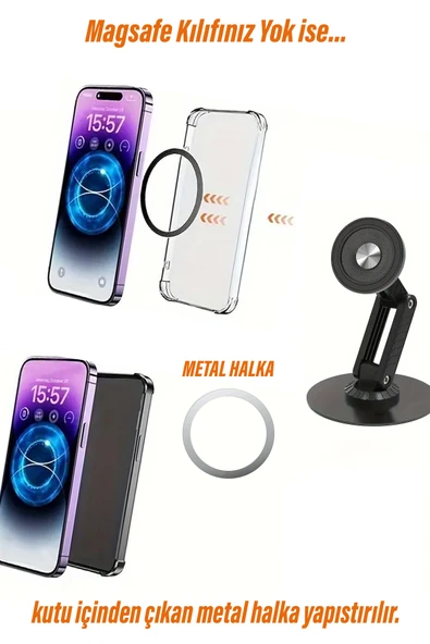EXENAR Masaüstü Telefon Tutucu Magsafe Mıknatıslı Metal Taban 360 Derece - Resim 4