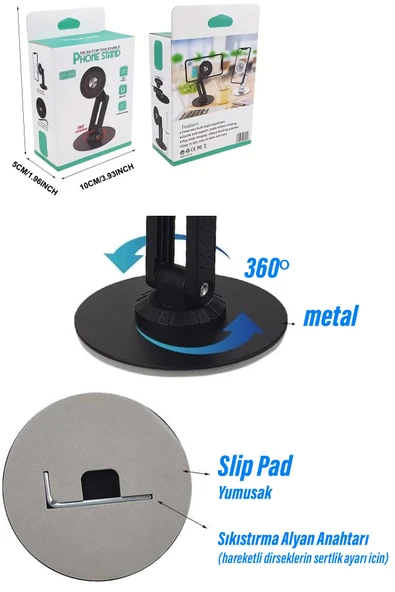 EXENAR Masaüstü Telefon Tutucu Magsafe Mıknatıslı Metal Taban 360 Derece - Resim 3