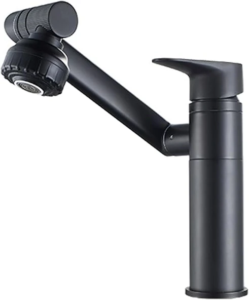 360° Dönebilen Çok Fonksiyonlu Robot Siyah Mutfak ve Banyo Çanak Akrobat Lavabo Bataryası Musluk - Resim 2