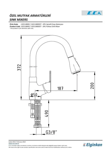 ECA Spylos Spiralli Mutfak Eviye Bataryası Krom, 102118142 - 2
