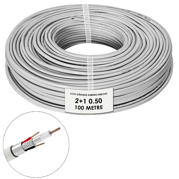 Cctv Güvenlik Kamera Kablosu 2+1 0.50 100mt