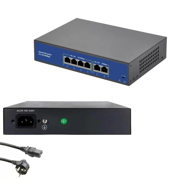 Poe Switch 4 Port + 2 Uplink Megabit - 2