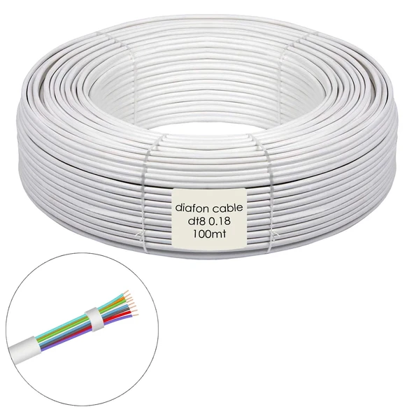 Diafon Kablosu Dt8 8x0.18 100mt