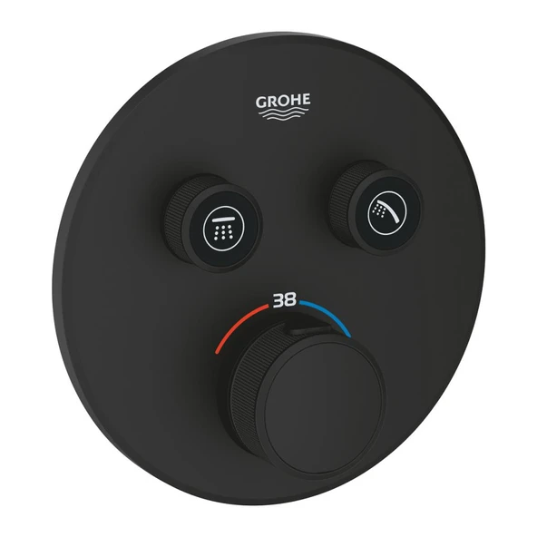 Grohe Grohtherm SmartControl Ankastre Termostatik Banyo/Duş Bataryası (Sıva Üstü Grubu), 2 Yollu, Hayalet Siyah, 29507KF0
