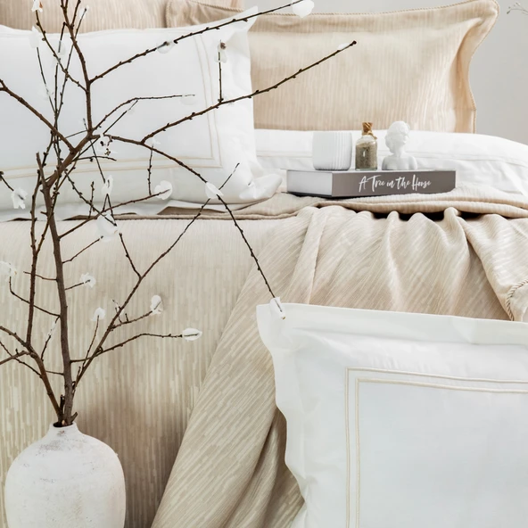 Schafer Home Pavia Şönil Yatak Örtüsü Nevresim Seti 7 Parça-Bej - 6