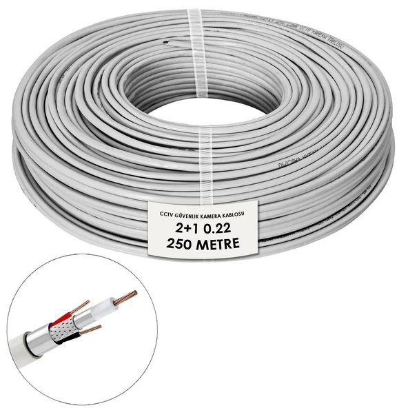 Mxcam Cctv Güvenlik Kamera Kablosu 2+1 0.22 250mt