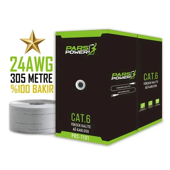 Pars Power Prs-1101 Cat6 Kablo İç Mekan Bakır 24awg 0.56mm 305 Metre Gri