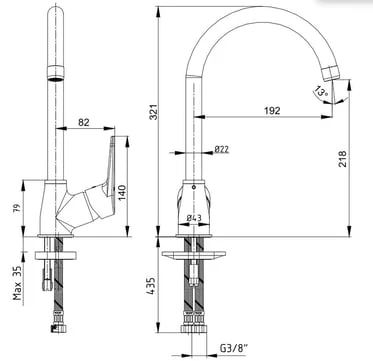 ECA Spylos Kuğu Borulu Mutfak Eviye Bataryası Krom, 102118136 - 2